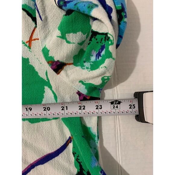 Vintage Women's Gauzy Tunic Shirt Blouse Floral Sheer XL Roll Sleeve Sheer Y2K - Picture 9 of 12